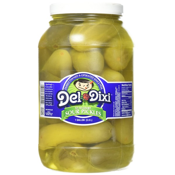 Del-Dixi Sour Pickles, 1 gal, 12-16 pickles per jar