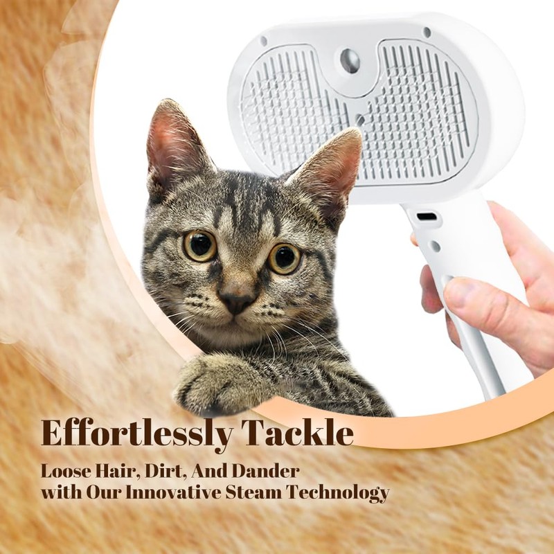 Cat Steam Brush, 3 in 1 Pet Spray Hair Removal
