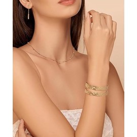 Hammered Chunky Cuff Bracelets for Women Vintage Boho Irregular Statement Bracelet Thick Arm Cuff Gold Silver Bracelet