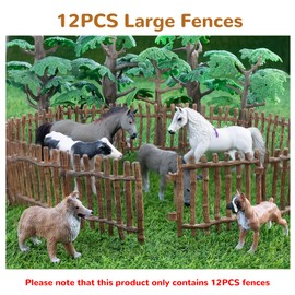 EYSCOTA 12PCS Realistic Toy Fence, Large Corral Fencing Panel Accessories Playset, Farm Fence Toys for Barn Paddock Horse Stable Horses Figurines, Educational Gift for Kids Toddler