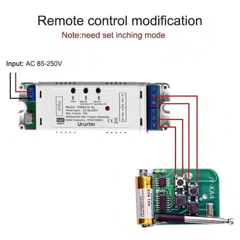 Ururtm 2CH WiFi Smart Relay Switch Module for Alexa,Tuya, smart