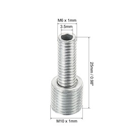 PATIKIL M10 to M6 Reducing Screw, 5 Pack 25mm Long External Thread Adapter Reducer Convert Joint Hardware Double Male Thread Bolts