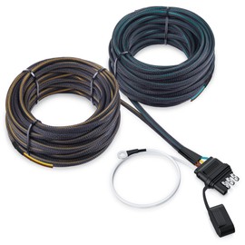 MICTUNING 4 Pin 5 Wire Trailer Light Wiring Harness 50FT - Wishbone 4-Way Flat 5 Wire Plug for Rewiring Both-Side Taillights, Trailer End Connector 18 AWG Color Coded Wires for Utility Boat Trailer