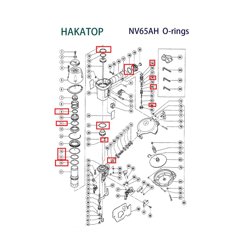NV65AH O-Ring Kit for Hitachi 2-1/2-Inch Coil Siding Nailer with