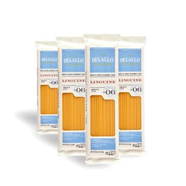DeLallo Linguine Pasta, Made in Italy, Bronze Cut, Made with Only 100% Durum Wheat Semolina Flour, Non-GMO, All Natural, Kosher, Vegan,1 Pound Bag, (4 Pack)