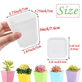 48 Pack 3 Inch Colorful Plastic Plant Pot,Plastic Square Nursery Pots,Seedling Nursery Pots with Saucers for Garden,Home,Office,Balcony Decor,Garden Gifts