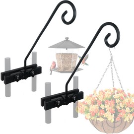 NEECONG Deck Hook Rail Suitable for Hanging Flower Baskets Wind Chimes Planters Bird Feeders Lights, Heavy Duty Pole Long 16.5 inches Holds up to 15lbs with Ease（2pcs）