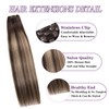 Clip in Hair Extensions Real Human Hair, 18 Inch Remy