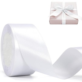 4 cm White Satin Ribbon, Satin Decorative Ribbon, Gift Ribbon, Wide Ribbon for Dress, Wedding, Christening and Birthday Gifts, Satin Decorative Ribbon, Gift Wrapping, 22.8 m