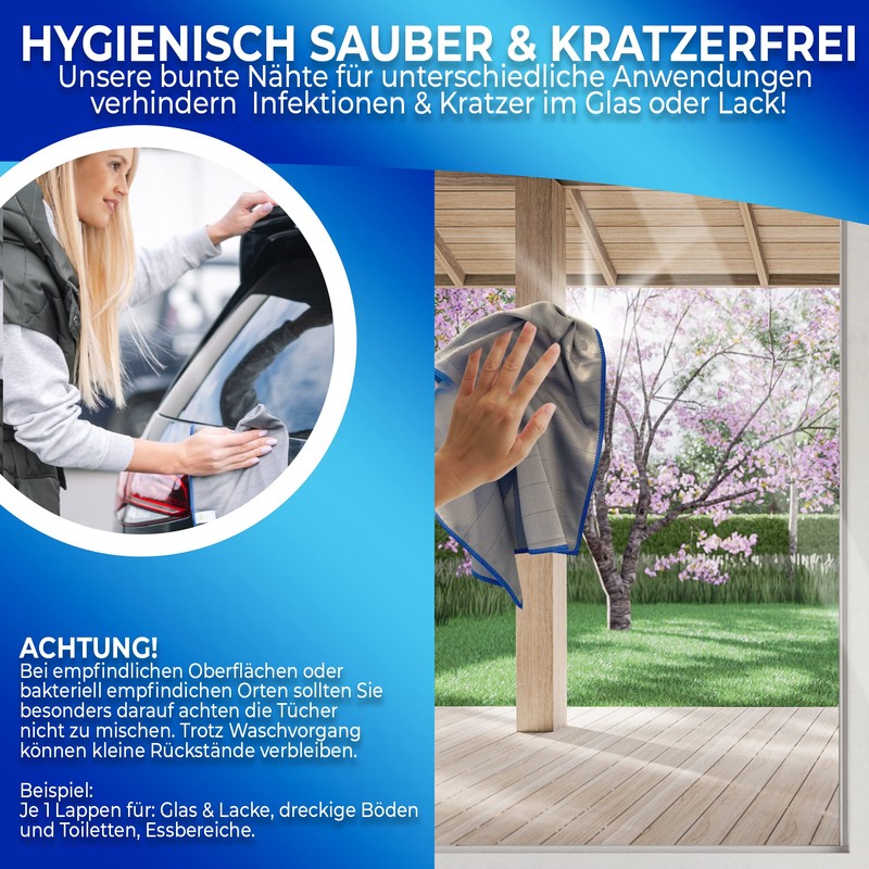 BEXEED® Window Cloths [Pack of 3] I Carbon Microfibre Window