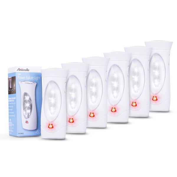 Amerelle LED Emergency Lights for Home Power Failure, 6 Pack