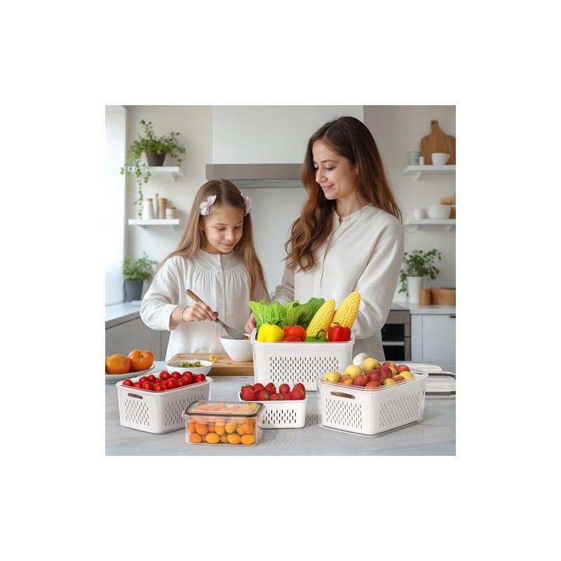 4-Pack All-In-One Fruit Storage Containers with Strainer