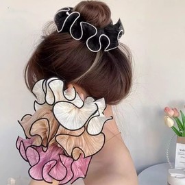 Hair Scrunchie Tie for Buns Hairband Pink 5ea