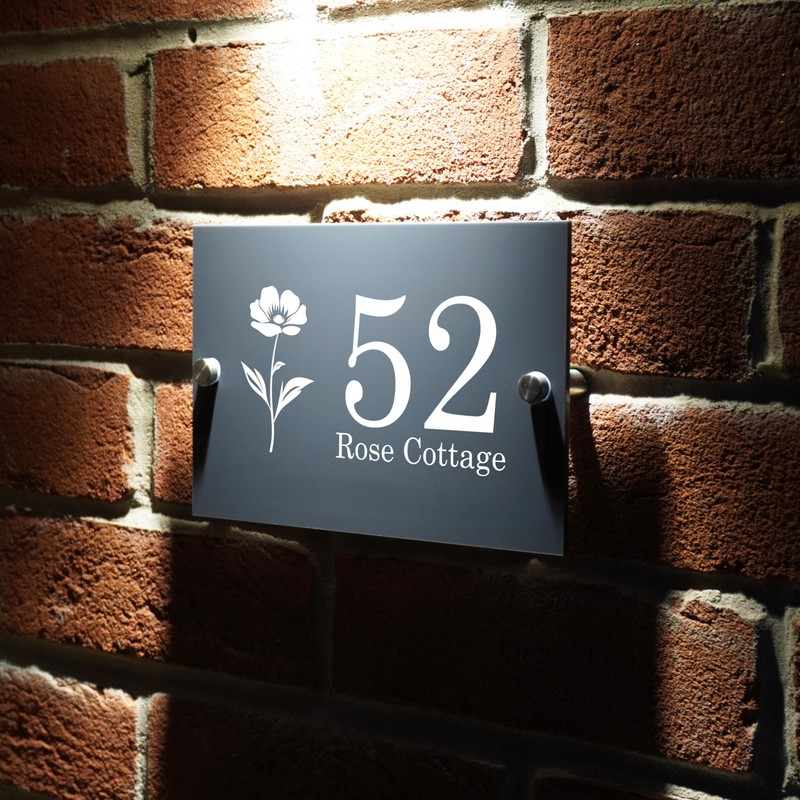 Badgemaster Modern Anthracite House Number Sign Plaque Stainless Steel Standoffs