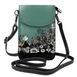 MINIER Moomin Little Me Smartphone Pouch, Women's, Genuine Leather, Shoulder Bag, Men's, Thin, Lightweight, Popular, Cute, Wallet, Mini Pouch, Crossbody Bag Height 7.6 inches (19.2 cm) x Width 4.9 inches (12.5 cm) x