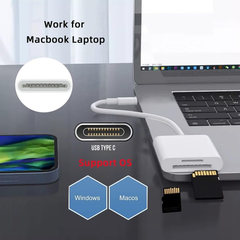 CY USB 2.0 Type C USB-C to TF Micro SD