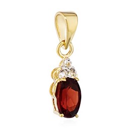 NKlaus Real Garnet Blood Tears Pendant 333 Yellow Gold 8 Carat Topaz White Real Amulet 14102, Yellow Gold