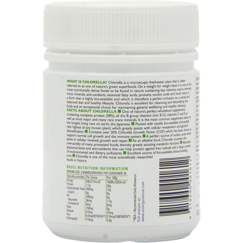 Synergy Natural Organic Chlorella Powder 100g