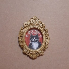 Cat - print of a painting by Gulchik in a mini 2" × 2.5" frame with a magnet