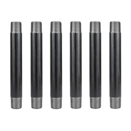 GeilSpace 6 Pack 1/2" × 6" Heavy Duty Pre-Cut Grey Metal Pipe, Industrial Steel Fits Standard Half Inch Threaded Pipes and Fittings - Vintage DIY Industrial Shelving (1/2" × 6", Grey)