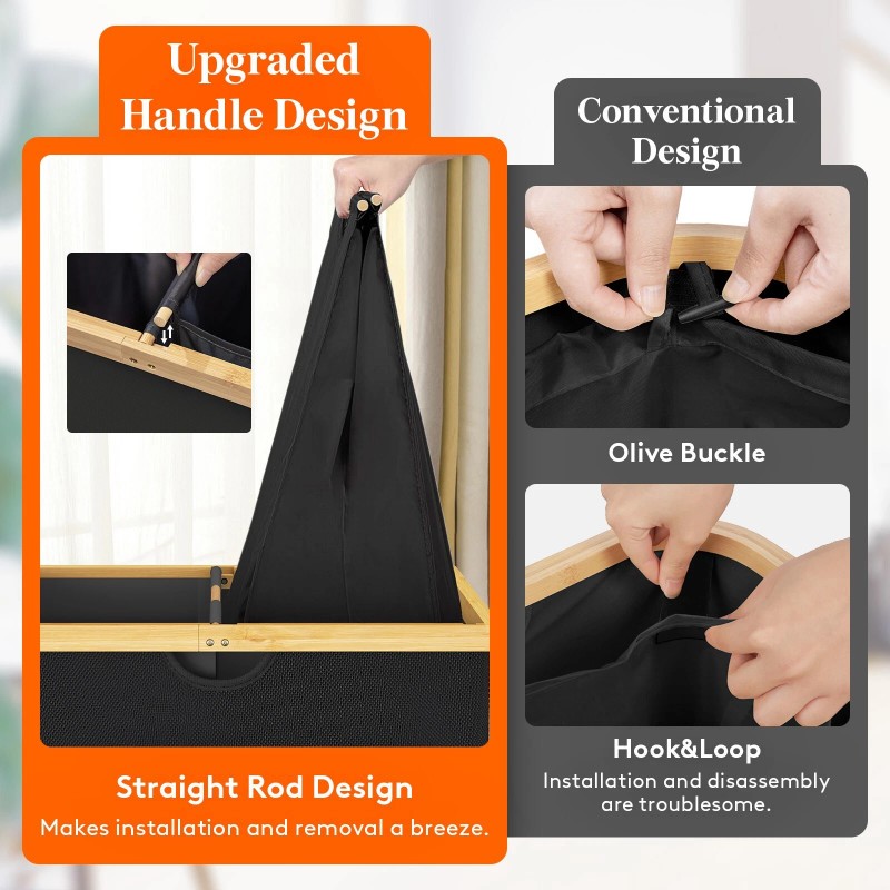 Lifewit 160L Double Laundry Hamper with Lid, Extra Large Bamboo