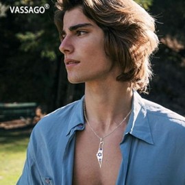 VASSAGO Israel Palestine Map Necklace for Women Men Stainless Steel Star of David Necklace Israel Palestine Necklace Hexagram Stomach David Jewish Jewellery, Unit size, Stainless Steel, No Gemstone