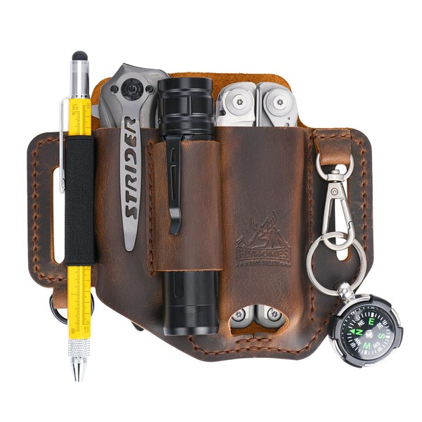 FLYHOMES Premium Full-Grain Genuine Cowhide Leather Multitool Sheath | Handmade