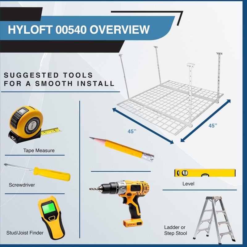 HyLoft Overhead adjustable Garage Storage Rack,Heavy Duty Steel Garage Storage