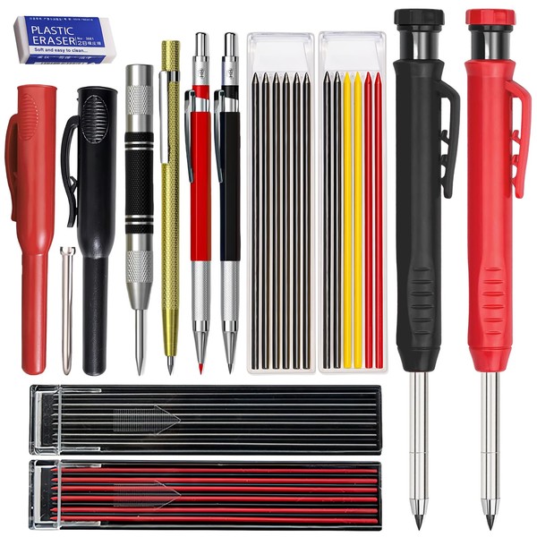 flintronic 14Pack Carpenter Pencil Set with Sharpener, Mechanical Carpenter Pencils