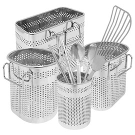 Stainless steel multi-purpose hanging cutlery container and spoon holder, NT007_Round cutlery container / 스텐 다용도 걸이형 물빠짐 수저통 수저꽂이, NT007_원형수저통