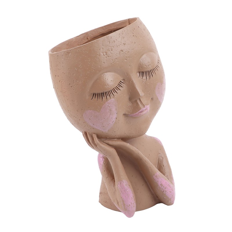 Girl Head Flowerpot Resin Face Planter Succulent Flowerpot Decoration for