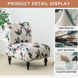 Eco-Ancheng Armless Chair Slipcover Removable Armless Accent Chairs Covers Washable Armless Slipper Chair Slipcover Printed Armless Chair Furniture Protector Covers for Living Dining Room Hotel