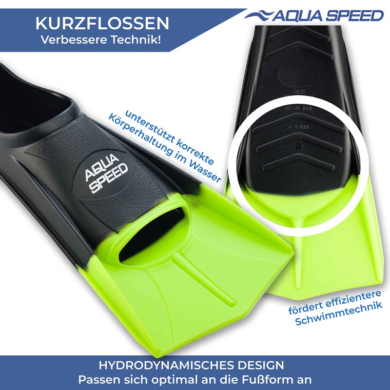 Aqua Speed Short Flippers For Adults And Children, High Tech