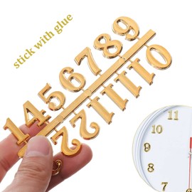 Clock Numerals Kit DIY Digital Clock Numbers Arabic Number and Roman Number for Clock Hands Replacement Parts Clock Accessories in Black Silver Gold (6 Pieces)