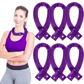 Cozypower 6 Pcs Cooling Neck Wraps with Button Cooling Bandana Neck Cooler Scarf for Hot Weather Ice Neck Wrap Summer Outdoor(Purple)