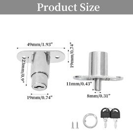 Standard ø19 mm Cupboard Locks with 2 Keys, Cabinet Lock for Privacy Protection, Drawer Lock for Doors Drawers Mailboxes and Cabinets, Sturdy Zinc Alloy (2 Sets)