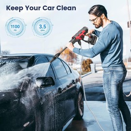 Avhrit Cordless Pressure Washer - BRUSHLESS 1100 PSI Portable Cleaner with 2X 4.0Ah Batteries,3 Faucet Adapters,2 Adjustable Modes with 0-180° Nozzle,Garden Hose Connector,Car Washing Gun/Patios/Boats