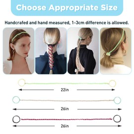 TBUKEOM 3 Packs Colorful Elastic Spiral Hair Ties for Women & Girls, No Damage Ponytail Holders for Fine Thin Long Curly Hair, Stretchy Braided Hair Bands for Sports (22 Inch, 26 Inch) (Multicolor 3)