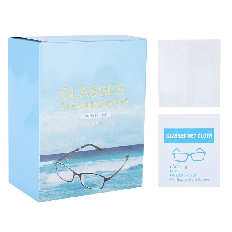 100PCS Glass Resin Lens Clean Wet Wipes Cleaning Disinfection Antibacterial