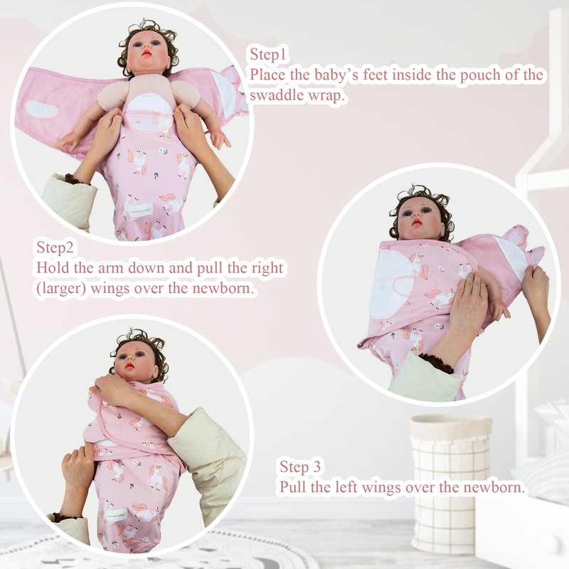 3-Pack Baby Swaddle Sleep Sacks, Newborn Blanket Wrap Adjustable Breathable