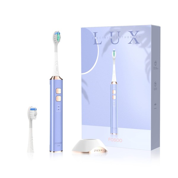 FOSOO Sonic Electric Toothbrushes for Adults, Toothbrushes Electric Rechargeable with 120 Days Battery Life,38000vpm,3 Modes,2 Min Smart Timer,Metal Cover w 5 Colors Optional (Purple)