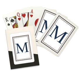 Lantern Press Monogram, Estate, Gray and Blue, M (52 Playing Cards, Poker Size Card Deck with Jokers)