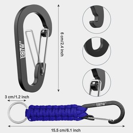 EOTW Keychain/key ring with snap hook, key ring with lock, D ring hook, hanger, survival kits, army, for travel bottle, car key, boys, girls, men, women