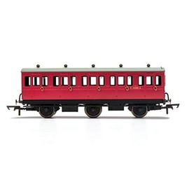 Hornby R40124A BR Crimson 3rd Class 5 Door 6 Wheel Electric Step Boards E31085-With Lights Coach, Red
