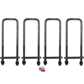 Buyers Products UB623516 16 Inch Square Bend U-Bolt Kit, 4 Complete U Bolt Kits, 5/8" Bolt, 1/2" x 4 1/4" Tie Bars, Grade 5 Equivalent Hardware