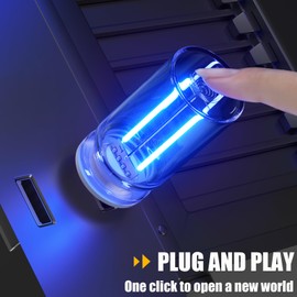 PSEQT USB Car Retro Interior Lights, Touch Dimming Mini Neon Atmosphere Lights, Plug-in USB+Touch Switch+Stepless Dimming+Brightness Memory Function Car Decorative Lamps Without Wiring (Blue, 4PCS)