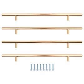ZONADAH 4 Pack Gold Cupboard Handles 256mm Hole Center T Bar Handles, Stainless Steel Drawer Handles Long Wardrobe Door Handles Pulls, 150mm Length Kitchen Cabinet Handles for Bedroom Drawer
