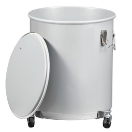 Fryer Grease Bucket 16 Gal, Coated Carbon Steel Oil Filter Pot with Caster Base, Oil Disposal Caddy, Transport Container with Lid Lock Clip Nylon Filter Bag, Silver
