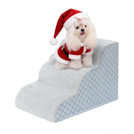 Dog Stairs Ramp for Couch 15.7" H, 3-Step Pet Stairs for Small Dogs with High Density Foam, Dog Slope Stairs with Durable Non-Slip Bottom for Puppy Grey