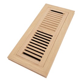 Homewell Red Oak Wood Floor Register, Flush Mount Vent with Damper, 4x12 Inch, Unfinished
